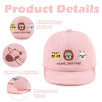 Cotton Baby Baseball Caps - Infant Toddler Sun Cap for Boys & Girls - Spring/Summer Outdoor Hat (3-18 Months, Embroidery Animals Pink)
