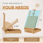 Tabletop Art Easel for Painting, Premium Wooden Sketchbox, Portable Desktop Painting Easel for Student Artist Beginner