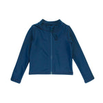 RuffleButts UPF50+ Sun Protective Unisex Long Sleeve Full Zip Rash Guard - Navy, 12-18m
