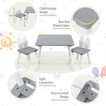Costzon Kids Table and Chair Set, 3 Pieces Wooden Activity Table & 2 Rabbit Shaped Chairs with Solid Wood Legs, Space-Saving Design, Toddler Table and Chairs for Children Playroom Kindergarten (Gray)