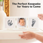 Inkless Baby Handprint and Footprint Kit for Newborn - Baby Footprint Kit, Newborn Keepsake Nursery Picture Frame, Dog Paw Print Maker, Personalized Gifts for New Mom, Mother's Day (White/Gold)