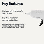 Amazon Basics Hot Glue Gun Kit with 30 Glue Sticks, High Temp for School Crafts, DIY Arts and Quick Home Repairs, Drip-Free Nozzle, Fast Drying, 20W, White
