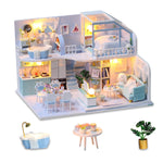 GuDoQi DIY Miniature Dollhouse Kit, Tiny House kit with Furniture, Miniature House Kit 1:24 Scale, Great Gift for Birthday Easter, Beautiful Blue Room