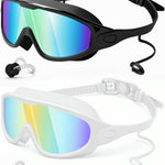 Rantizon Swim Goggles 2 Pack, Wide View Anti Fog&UV Swimming Goggles for Audlt, No Leaking Summer Gifts for Men Women Kid