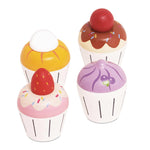 Le Toy Van - Adorable Honeybake Petit Four Cupcakes | Childrens Wooden Food Pretend Toy Cakes | Birthday Cake Or Afternoon Tea Role Play Toy (TV331)