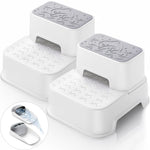 2-Step Toddler Step Stool, Non Slip Kids Step Stool for Bathroom Sink & Toilet Potty Training, Sturdy Stable Base, 10”Height Supports 220 lbs (2Packs White)