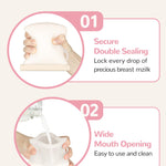 JellyRuru 7 PCS Reusable Breast Milk Storage Bags, 8.5oz 250ml Standard Silicone Breastmilk Freezer Storage Container, Leak-Proof & Self-Standing Milk Bags, Baby Food Bags