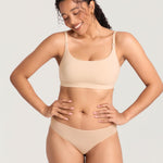 MOMANDA Cotton Nursing Bras for Breastfeeding Wireless Nursing Sleep Bralettes Ultra Soft Beige Medium