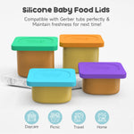 Morlike Baby Food Lids Compatible with Gerber Food Containers, Silicone Container Lid for Baby Food Storage, Reusable and Dishwasher Safe, BPA Free - Lids Only (4 Pack, 4 Color)