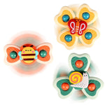 ALASOU 3PCS Suction Cup Spinner Toys for 1 Year Old Boy Girl|Spinning Top Baby Toys 12 18 Months|1 2 Year Old Boy Birthday Gift|Baby Bath Toys for Kids Ages 1-3|Sensory Toys for Toddlers 1-3