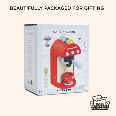 Le Toy Van - Honeybake Premium Wooden Cafe Machine Set - Pretend Kitchen and Cafe Play Toy Set | Kids Role Play Toy Kitchen Accessories (TV299), Small