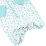 RUGGEDBUTTS Long Sleeve One Piece Rash Guard - Whimsical Charm - 6-12m White/Blue