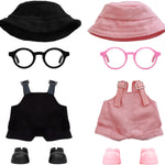 17cm Doll Clothes – 6-Piece Set, Hat + Overalls + Shirt + Camera + Glasses + Shoes, Cute and Premium Dolls Outfit Accessories (Black)