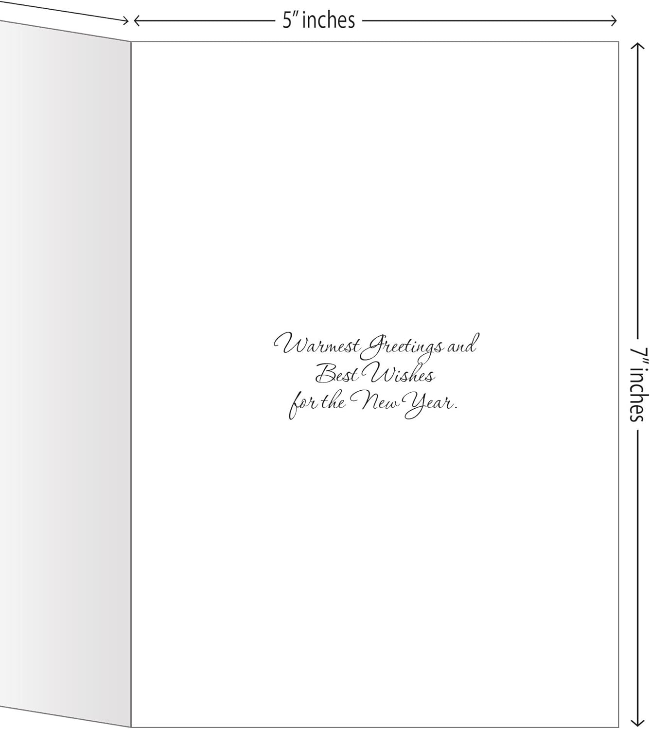 Happy New Year Cards - One Jade Lane - Winter White, 5x7, Heavy Stock, Set of 18 Holiday Cards & Envelopes.