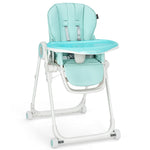 BABY JOY High Chair for Babies & Toddlers, Foldable Highchair with Adjustable Backrest/Footrest/Seat Height, Double Removable Trays, Detachable Seat Cushion, 4 Lockable Wheels (Green)