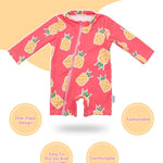 ALVABABY 3-6M Long Sleeve Zip Rashguards, Baby/Toddler Girls' Rash Guard Sets, Boy's Swimsuit UPF 50+ Sun Protection One Piece Zipper Bathing Suit ST-Q02-3-6M Pink Pineapple