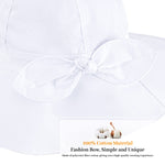 Baby Girl Sun Hat with UPF 50+ Outdoor Adjustable Beach Hat with Wide Brim Bucket Hats (12-24 Months,White & Pink-Stripe 2pcs)