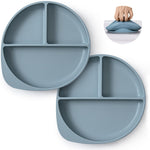 WiLLBEttER Suction Plates for Babies & Toddlers, 100% Silicone Divided Plates 2-Pack, Non-Slip Dishwasher & Microwave Safe Baby Feeding Essentials