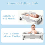 EverKiddo Collapsible Baby Bathtub with Newborn Sling, Baby Bath Tub with Quick Drainage Design, Infant Bathtub for Newborns to Toddlers (0-24 Months) (Grey)