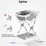 BALLA BALEIN Baby Bathtub with Stand, 2-in-1 Collapsible Bath Tubs for Newborn to Toddler, Infant Bathtub with Folding Stand, Portable Bathtub for Baby Including Soft Cushion, Storage Pad