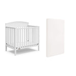Graco Benton 4-in-1 Convertible Mini Crib with Bonus Crib Mattress – GREENGUARD Gold Certified, 2.75-Inch Mattress Included, Baby Crib Converts to Twin Bed, Ideal for Small Spaces (White)