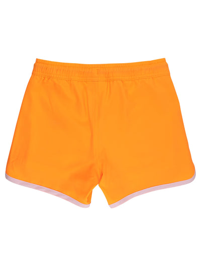 RUGGEDBUTTS Boys UPF50+ Sun Protected Stretch Dolphin Hem Swim Trunks - Neon Orange, 3-6m