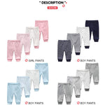 Unisex Newborn Baby Cotton 4-Pack Pants Embroidery Pringting Casual Leggings 0-24 Months for Boys and Girls Darkblue