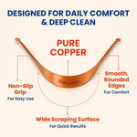Natruveda Copper Tongue Scraper - Metal Oral Hygiene Tool for Adults & Kids, Reusable Tongue Scraper & Cleaner, Fresher Breath & Debris Removal, Travel-Friendly, USA-Based Seller - 4 PACK