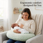 OMYS Nursing Pillow, Breastfeeding Pillows with Removable Cover for Mom with Breathable Filling, Ergonomic Baby Feeding Essentials for Bottle and Breastfeeding (Green)