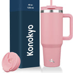 30 oz Tumbler with Handle and 2 Straws,2 in 1 Lid Insulated Water Bottle Stainless Steel Travel Coffee Mug,Blue Haze