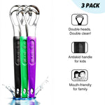 CATACC PRO 3 Pack Metal Tongue Scrapers for Kids Adults, Stainless Steel Tongue Cleaner Scrubber with Travel Case