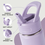 Fijinhom 12oz Kids Water Bottle for School, Toddler Bottles with Straws, Stainless Steel Vacuum Insulated Water Bottle for Boys&Girls, Leak-Proof, BPA-Free, Purple