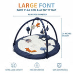 Baby Play Gym Mat,Tummy Time Mat - 100% Cotton Soft Playmat with 6 Detachable Toys for Tummy Time,Machine Washable,Sensory Development Gift,Little Fox