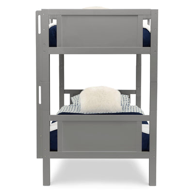 Delta Children Convertible Twin Over Twin Wood Bunk Bed with Ladder and Guardrails – Use as Bunk Bed or 2 Stand-Alone Twin Beds, Grey
