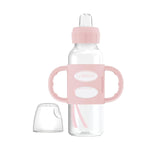 Dr. Brown's Milestones Narrow Sippy Spout Bottle with 100% Silicone Handles, Easy-Grip Handles with Soft Sippy Spout, 8oz/250mL, Black & Ecru, 2 Count (Pack of 1), 6m+