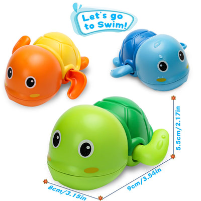 Bath Toys, Cute Swimming Turtle Baby Bath Toys for Toddler 1-3, Water Pool Floating Wind Up Toys for 1 Year Old Boy Girl Gifts, Infant Toddlers Kids Bathtub Toys, 3 Pack