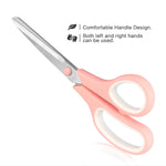Scissors All Purpose Bulk Set of 3, Scissors for Office Home School Craft Supplies, Soft Comfort-Grip Right/Left Hand, Viridian, Vivid Green, Pink
