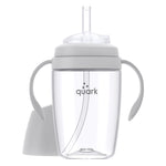 Quark BuubiBottle Sip Toddler Sippy Cup with Handles & Straw Transition Sippy Cups for Baby - Easy-Clean Wide Mouth Opening, Dishwasher Safe - BPA-Free, PVC-Free, Toxin-Free - 8 Oz, Gray