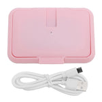 Baby Wet Wipes Warmer, USB Wipes Heater, Constant Temperature Portable Large Capacity Paper Dispenser, Fast and Even Heating for Home and Car (Roseate)