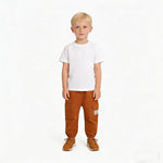 Feidoog Toddler Baby Boys 2 Pack Sweatpants Solid Cotton Elastic Waist Trousers Active Jogger Pants,Green+Coffee,2-3T