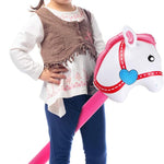 TOSAMZOO 2 Pieces Inflatable Stick Horse Inflatable Horse Head Stick Balloon Funny Stick Horse Toy for Kids Inflatable Horse on a Stick for Birthday Cowboy Party Supplies(37 Inch Brown & Pink)