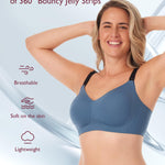 Momcozy Nursing Bras for Breastfeeding, 3.0 Jelly Strip Lift Support Maternity Bra, Seamless Soft Wirefree Pregnancy Bra Nordic Blue