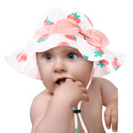 Baby Girl Sun Hat with UPF 50+ Outdoor Adjustable Beach Hat with Wide Brim Bucket Hats (12-24 Months, Strawberry -Pink)