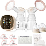 NCVI Electric Breast Pump 8782, Portable Hospital-Grade Double Pump with 4 Modes & 9 Levels, Anti-Backflow, Rechargeable Quiet Breastfeeding Pump for Efficient Comfortable Use at Home, Work or Travel