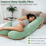QUEEN ROSE Cooling Pregnancy Pillows, U Shaped Full Body Maternity Pillow for Pregnant Support, Green