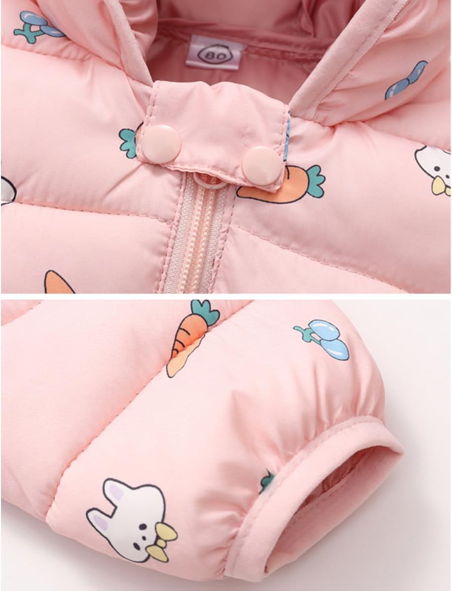 AIWUHE Baby Winter Hooded Down Jacket Boys Girls Light Warm Puffer Coats Toddler Bear Ears Zipper Up Down Coats Outwear 6M-4T