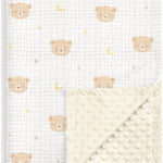 Bow Baby Blankets for Girls, Soft Nursery Minky Blankets with Muslin and Dotted Fleece Back 30x40 inches, Receiving Bed Quilt for Newborn, Infants, Toddlers