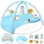 CebollaJojo Baby Play Gym Mat, Tummy Time Mat with 6 Detachable Toys，Washable Baby Activity Play Mat for Hearing,Visual, Sensory, Motor Development, Easy to Install & Clean, Baby Essentials Gift