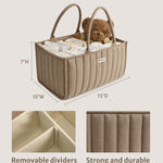 Blissful Diary Baby Diaper Caddy Organizer, Stylish Storage Basket for Newborn Essentials and Diaper Station, Gift for Baby Shower and Registry Must-Have, Mocha Brown