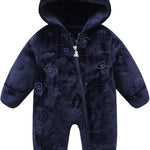 Fairy Baby Newborn Baby Bear Onesie Thin Fleece Footie Romper Snowsuit Hooded Jumpsuit Bodysuit Winter Outwear Boy Girl 0-12M